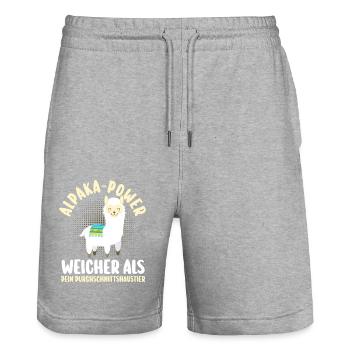 Alpaga - Short de jogging bio TRAINER Stanley/Stella unisexe - gris chiné - Devant - Nik (191cm) & Marisol (170cm)