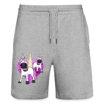 Unicorns Heart Unicorn Mythical Creature Birthday Child - Stanley/Stella Trainer Unisex Organic Jogging Shorts - heather grey - Front - Nik (191cm) & Marisol (170cm)