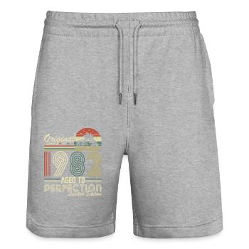 Légende vintage 1982 - Short de jogging bio TRAINER Stanley/Stella unisexe - gris chiné - Devant - Nik (191cm) & Marisol (170cm)
