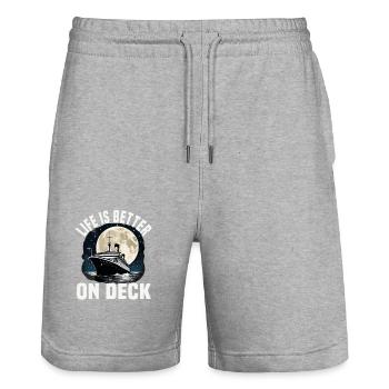 Life Is Better On Deck Cruise Ship Vacation Group - Stanley/Stella Unisex Bio Joggingshorts Trainer  - Grau meliert - Vorne - Nik (191cm) & Marisol (170cm)