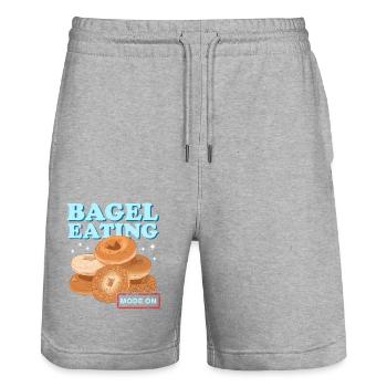 Bagel Beigel | Bagel Brot Geschenk - Stanley/Stella Unisex Bio Joggingshorts Trainer  - Grau meliert - Vorne - Nik (191cm) & Marisol (170cm)