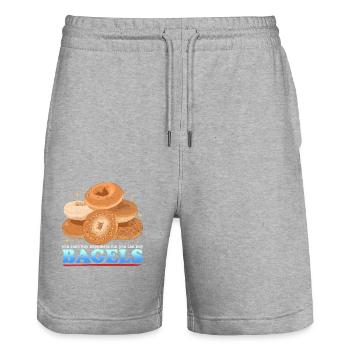 Bagel Beigel Bagel Brot Liebhaber Geschenk - Stanley/Stella Unisex Bio Joggingshorts Trainer  - Grau meliert - Vorne - Nik (191cm) & Marisol (170cm)