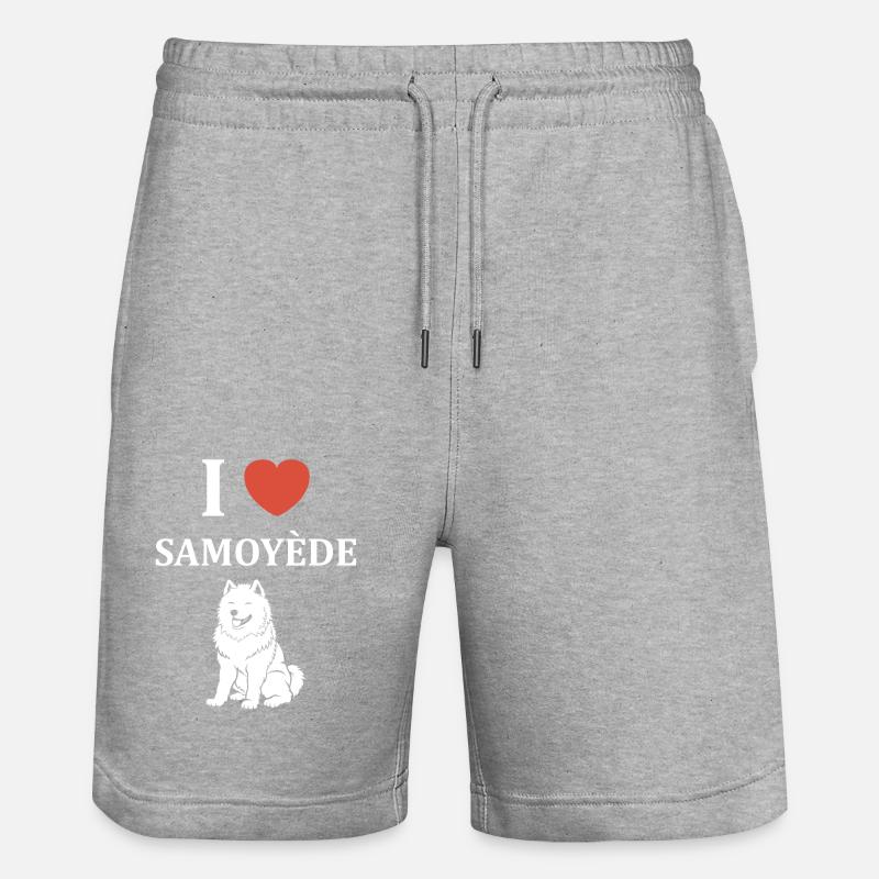 Humour Chien Samoyède - Short de jogging bio TRAINER Stanley/Stella unisexe - gris chiné
