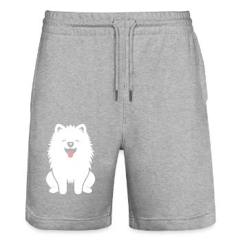 Samojede - Stanley/Stella Unisex Bio Joggingshorts Trainer  - Grau meliert - Vorne - Nik (191cm) & Marisol (170cm)
