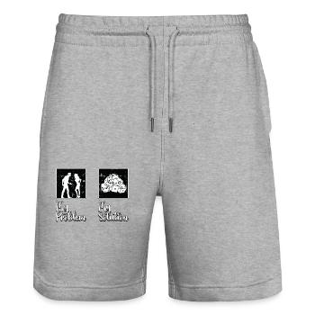 Bunco Player My Problem My Solution Pictogram Mom - Stanley/Stella Trainer Unisex Organic Jogging Shorts - heather grey - Front - Nik (191cm) & Marisol (170cm)