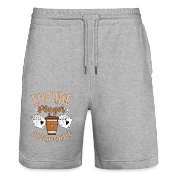 Euchre Player Before Coffee Card Game Coffee Lover - Stanley/Stella Trainer Unisex Organic Jogging Shorts - heather grey - Front - Nik (191cm) & Marisol (170cm)