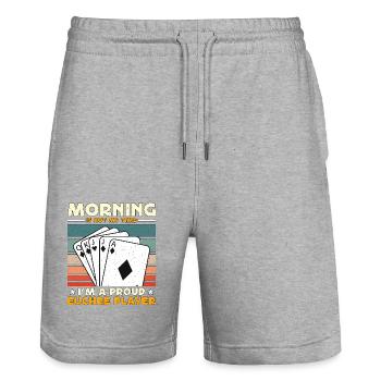 Euchre Player Morning Is Not My Time Playing Cards - Stanley/Stella Unisex Bio Joggingshorts Trainer  - Grau meliert - Vorne - Nik (191cm) & Marisol (170cm)