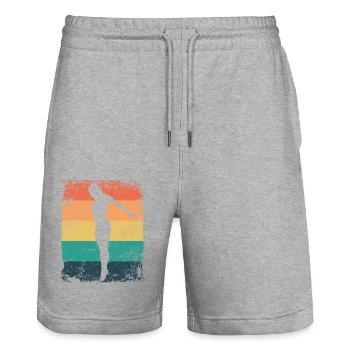 Diving, Artistic Jumping, Synchronized Diving - Stanley/Stella Trainer Unisex Organic Jogging Shorts - heather grey - Front - Nik (191cm) & Marisol (170cm)