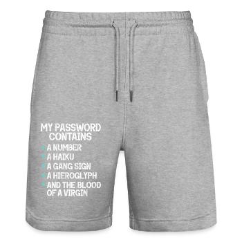 Cyber-sicherheits-hacker-hacking - Stanley/Stella Unisex Bio Joggingshorts Trainer  - Grau meliert - Vorne - Nik (191cm) & Marisol (170cm)