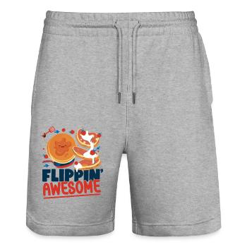 Les enfants amateurs de crêpes flippin' - Short de jogging bio TRAINER Stanley/Stella unisexe - gris chiné - Devant - Nik (191cm) & Marisol (170cm)