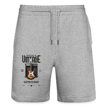 I'm Not Old I'm Vintage Retro 1957 Guitar - Stanley/Stella Trainer Unisex Organic Jogging Shorts - heather grey - Front - Nik (191cm) & Marisol (170cm)