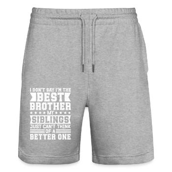 Brother Gifts Birthday Gift Idea - Stanley/Stella Trainer Unisex Organic Jogging Shorts - heather grey - Front - Nik (191cm) & Marisol (170cm)