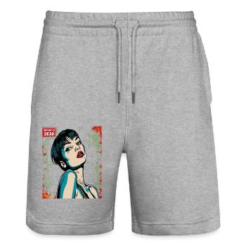 Hip Hop Is Dead, Anime Pop Art Cartoon Femme - Short de jogging bio TRAINER Stanley/Stella unisexe - gris chiné - Devant - Nik (191cm) & Marisol (170cm)