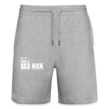 Désolé bébé, je suis un mauvais homme - Short de jogging bio TRAINER Stanley/Stella unisexe - gris chiné - Devant - Nik (191cm) & Marisol (170cm)