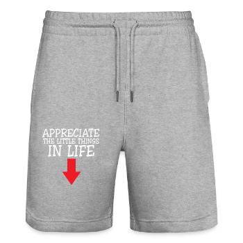 Appreciate The Little Things In Life Arrow Funny - Stanley/Stella Trainer Unisex Organic Jogging Shorts - heather grey - Front - Nik (191cm) & Marisol (170cm)