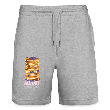 Pancake Lover Kids All Day Every - Stanley/Stella Unisex Bio Joggingshorts Trainer  - Grau meliert - Vorne - Nik (191cm) & Marisol (170cm)