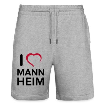 Mannheim Monnem Mannheimat - Stanley/Stella Unisex Bio Joggingshorts Trainer  - Grau meliert - Vorne - Nik (191cm) & Marisol (170cm)