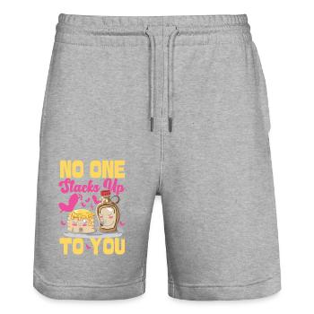 Pancake Lover Kids Valentines Day - Stanley/Stella Unisex Bio Joggingshorts Trainer  - Grau meliert - Vorne - Nik (191cm) & Marisol (170cm)
