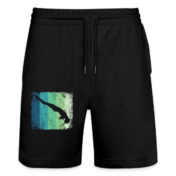 Diving, Artistic Jumping, Synchronized Diving - Stanley/Stella Trainer Unisex Organic Jogging Shorts - black - Front - Nik (191cm) & Marisol (170cm)