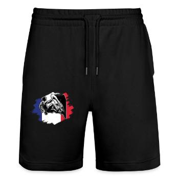 France Climber – Distressed Boulderer Climbing - Stanley/Stella Unisex Bio Joggingshorts Trainer  - Schwarz - Vorne - Nik (191cm) & Marisol (170cm)