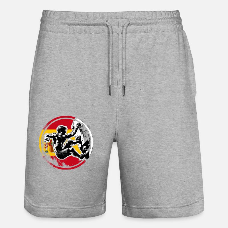 Spain Climber – Distressed Boulderer Climbing - Stanley/Stella Unisex Bio Joggingshorts Trainer  - Grau meliert