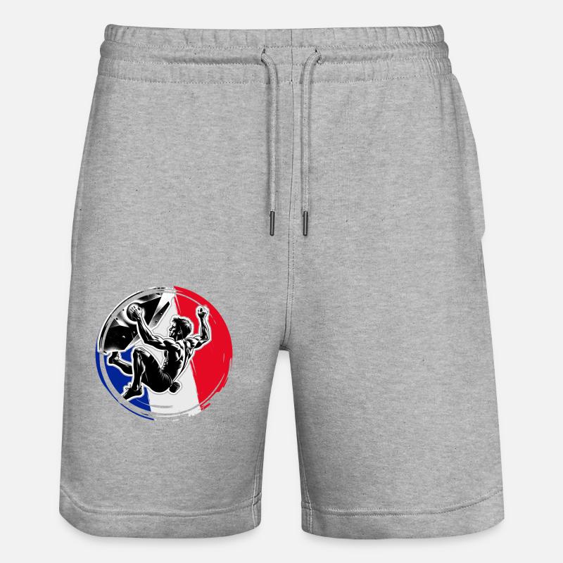 France Climber – Distressed Boulderer Climbing - Stanley/Stella Unisex Bio Joggingshorts Trainer  - Grau meliert