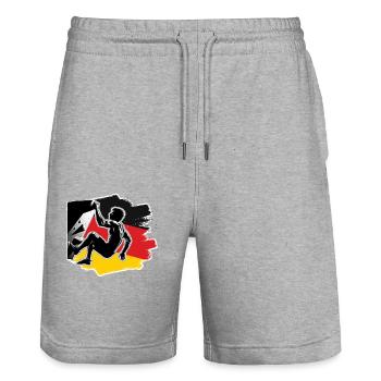 Germany Climber – Distressed Boulderer Climbing - Stanley/Stella Trainer Unisex Organic Jogging Shorts - heather grey - Front - Nik (191cm) & Marisol (170cm)