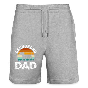 Retro Dachshund Dad Gifts for Men Fathers Day - Stanley/Stella Trainer Unisex Organic Jogging Shorts - heather grey - Front - Nik (191cm) & Marisol (170cm)
