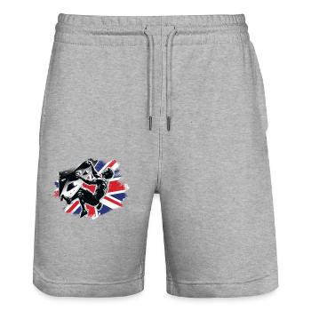Grimpeur d’Angleterre - Boulder UK Boulderer Escalade - Short de jogging bio TRAINER Stanley/Stella unisexe - gris chiné - Devant - Nik (191cm) & Marisol (170cm)