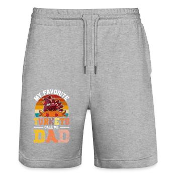 My Favorite Turkeys Call Me Dad Father's Day - Stanley/Stella Trainer Unisex Organic Jogging Shorts - heather grey - Front - Nik (191cm) & Marisol (170cm)