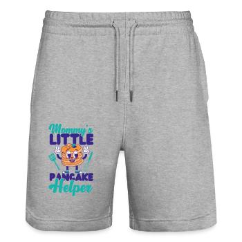 Pancake Lover Kids Maman Maman - Short de jogging bio TRAINER Stanley/Stella unisexe - gris chiné - Devant - Nik (191cm) & Marisol (170cm)