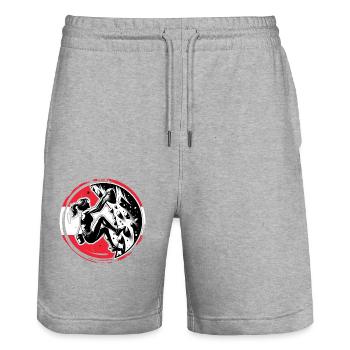Austrian Climber – Distressed Boulderer Climbing - Stanley/Stella Unisex Bio Joggingshorts Trainer  - Grau meliert - Vorne - Nik (191cm) & Marisol (170cm)