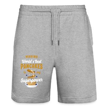 Pancake Lover Kids Making World's - Stanley/Stella Trainer Unisex Organic Jogging Shorts - heather grey - Front - Nik (191cm) & Marisol (170cm)