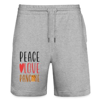 Amoureux des crêpes Enfants Fille Paix Amour - Short de jogging bio TRAINER Stanley/Stella unisexe - gris chiné - Devant - Nik (191cm) & Marisol (170cm)