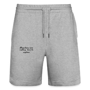 Wandern - Mountains are calling, time to explore - Stanley/Stella Unisex Bio Joggingshorts Trainer  - Grau meliert - Vorne - Nik (191cm) & Marisol (170cm)