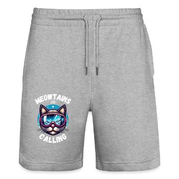 Katze Snowboard Ski laufen Winter Berge Skiurlaub - Stanley/Stella Unisex Bio Joggingshorts Trainer  - Grau meliert - Vorne - Nik (191cm) & Marisol (170cm)