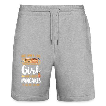 Pancake Lover Kids Girl Once Upon - Stanley/Stella Trainer Unisex Organic Jogging Shorts - heather grey - Front - Nik (191cm) & Marisol (170cm)
