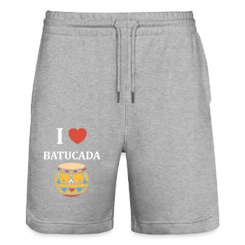 Batucada Drum Humor - Stanley/Stella Unisex Bio Joggingshorts Trainer  - Grau meliert - Vorne - Nik (191cm) & Marisol (170cm)