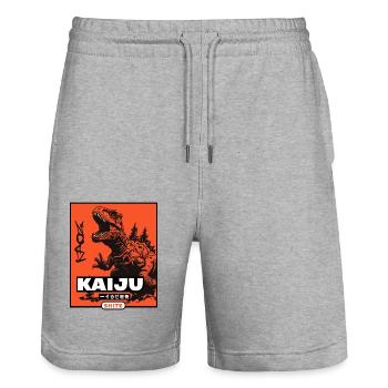 Kaiju Kacke, Dinosaurier-Dino - Stanley/Stella Unisex Bio Joggingshorts Trainer  - Grau meliert - Vorne - Nik (191cm) & Marisol (170cm)