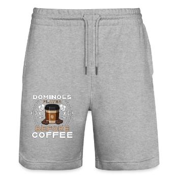 Dominoes Player Before Domino Game Coffee Lover - Stanley/Stella Unisex Bio Joggingshorts Trainer  - Grau meliert - Vorne - Nik (191cm) & Marisol (170cm)
