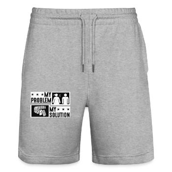 Dominoes Player My Problem My Pictogram Dad Mom - Stanley/Stella Trainer Unisex Organic Jogging Shorts - heather grey - Front - Nik (191cm) & Marisol (170cm)