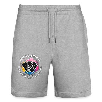 Dominoes Player My Passion My Classic Dominoes - Stanley/Stella Unisex Bio Joggingshorts Trainer  - Grau meliert - Vorne - Nik (191cm) & Marisol (170cm)