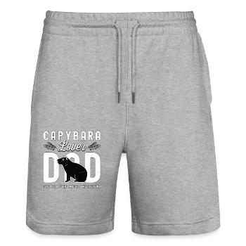 Capybara Amant Papa L’idole Le mythe Le propriétaire de l’animal - Short de jogging bio TRAINER Stanley/Stella unisexe - gris chiné - Devant - Nik (191cm) & Marisol (170cm)