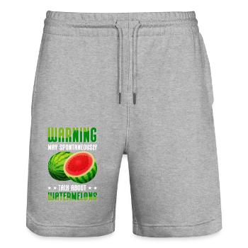 Watermelon Angurie Arbuse Pastry Gift - Stanley/Stella Trainer Unisex Organic Jogging Shorts - heather grey - Front - Nik (191cm) & Marisol (170cm)