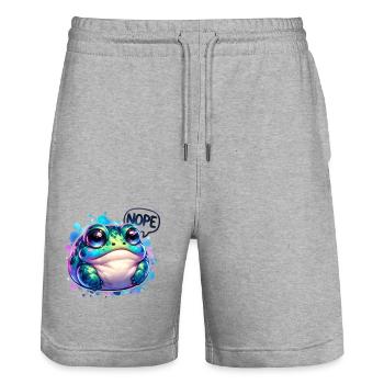 Frosch Liebhaber, Bunter Frosch, Süße Kröte - Stanley/Stella Unisex Bio Joggingshorts Trainer  - Grau meliert - Vorne - Nik (191cm) & Marisol (170cm)