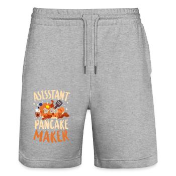 Pancake Lover Kids Assistant To - Stanley/Stella Trainer Unisex Organic Jogging Shorts - heather grey - Front - Nik (191cm) & Marisol (170cm)
