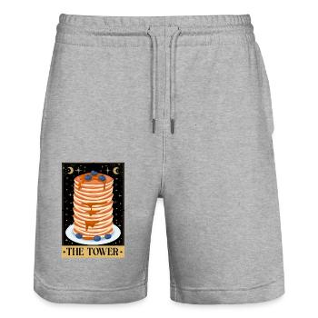 Amoureux des crêpes Les enfants La Tour - Short de jogging bio TRAINER Stanley/Stella unisexe - gris chiné - Devant - Nik (191cm) & Marisol (170cm)