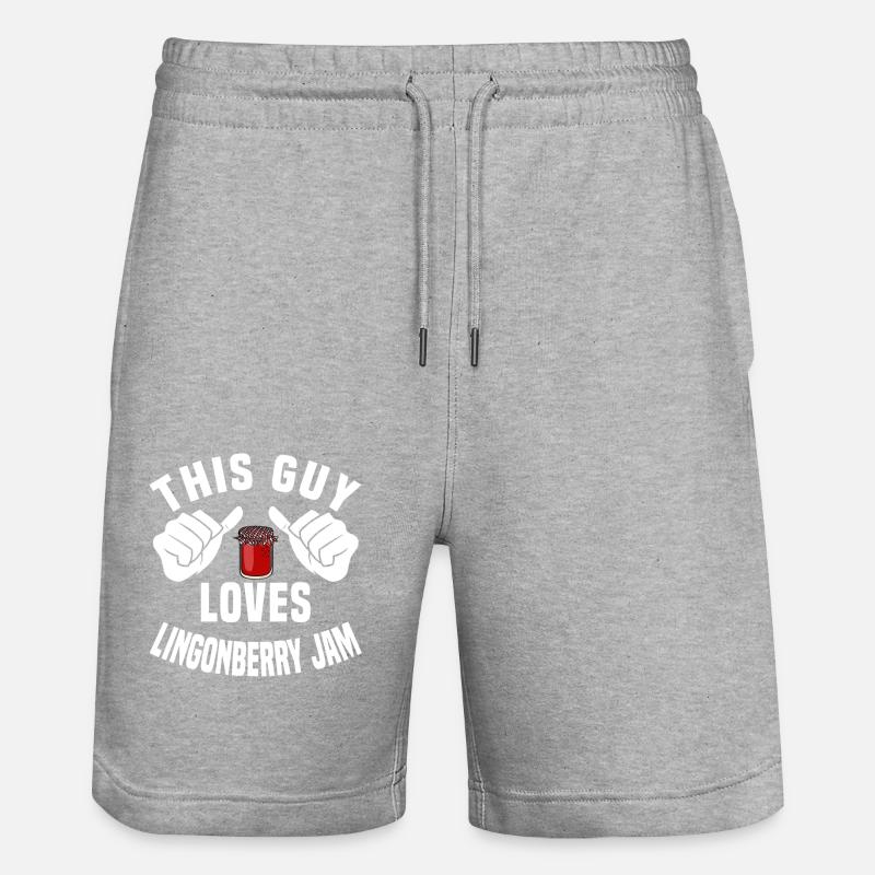 This guy loves cranberries - Stanley/Stella Trainer Unisex Organic Jogging Shorts - heather grey