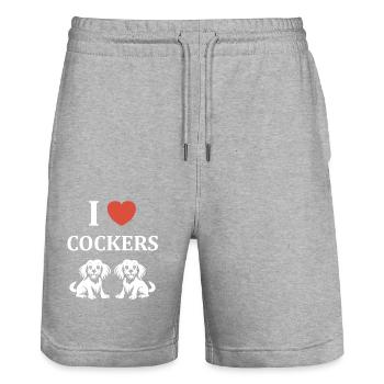 Chien cocker - Short de jogging bio TRAINER Stanley/Stella unisexe - gris chiné - Devant - Nik (191cm) & Marisol (170cm)