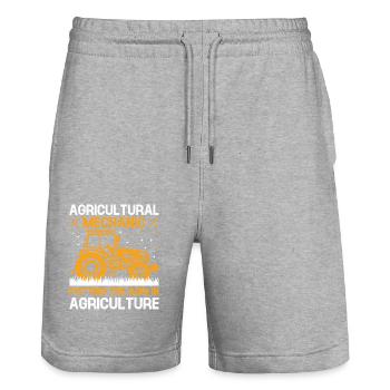 Agricultural Mechanic Funny Tractor Mechanics Farm - Stanley/Stella Trainer Unisex Organic Jogging Shorts - heather grey - Front - Nik (191cm) & Marisol (170cm)